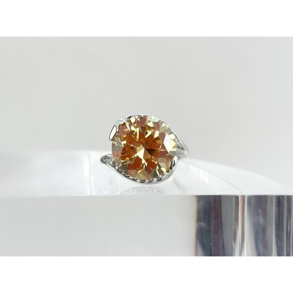 Round Cut Yellow Cubic Zirconia Vintage Multi Gemstone Vintage Ring - sz 8.75 - Picture 5 of 10